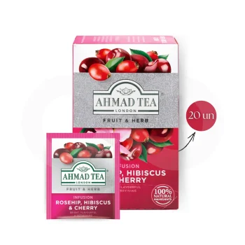 AHMAD TEA® Thé Églantier, Hibiscus Et Cerisier 20 u.